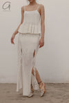 SWAYING/KNIT Japanese paper furry maxi skirt SW22SSB22 white